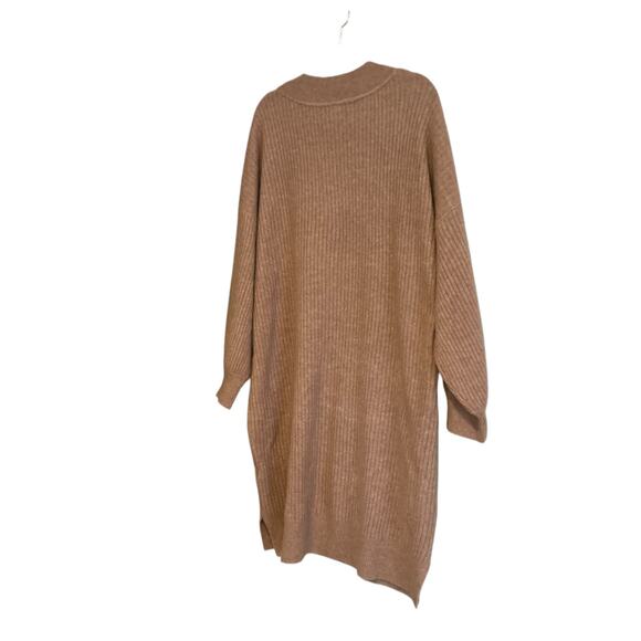 Fat Face Knit Dress Womens Size 16 Tan Moc Neck Bishop Sleeve Knee Length Loose - Picture 4 of 16
